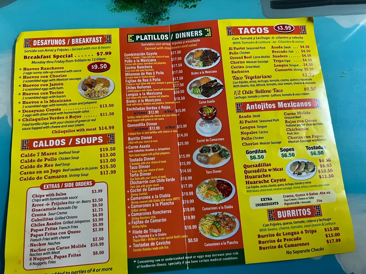 Coyotes Restaurant Menu - Image 3