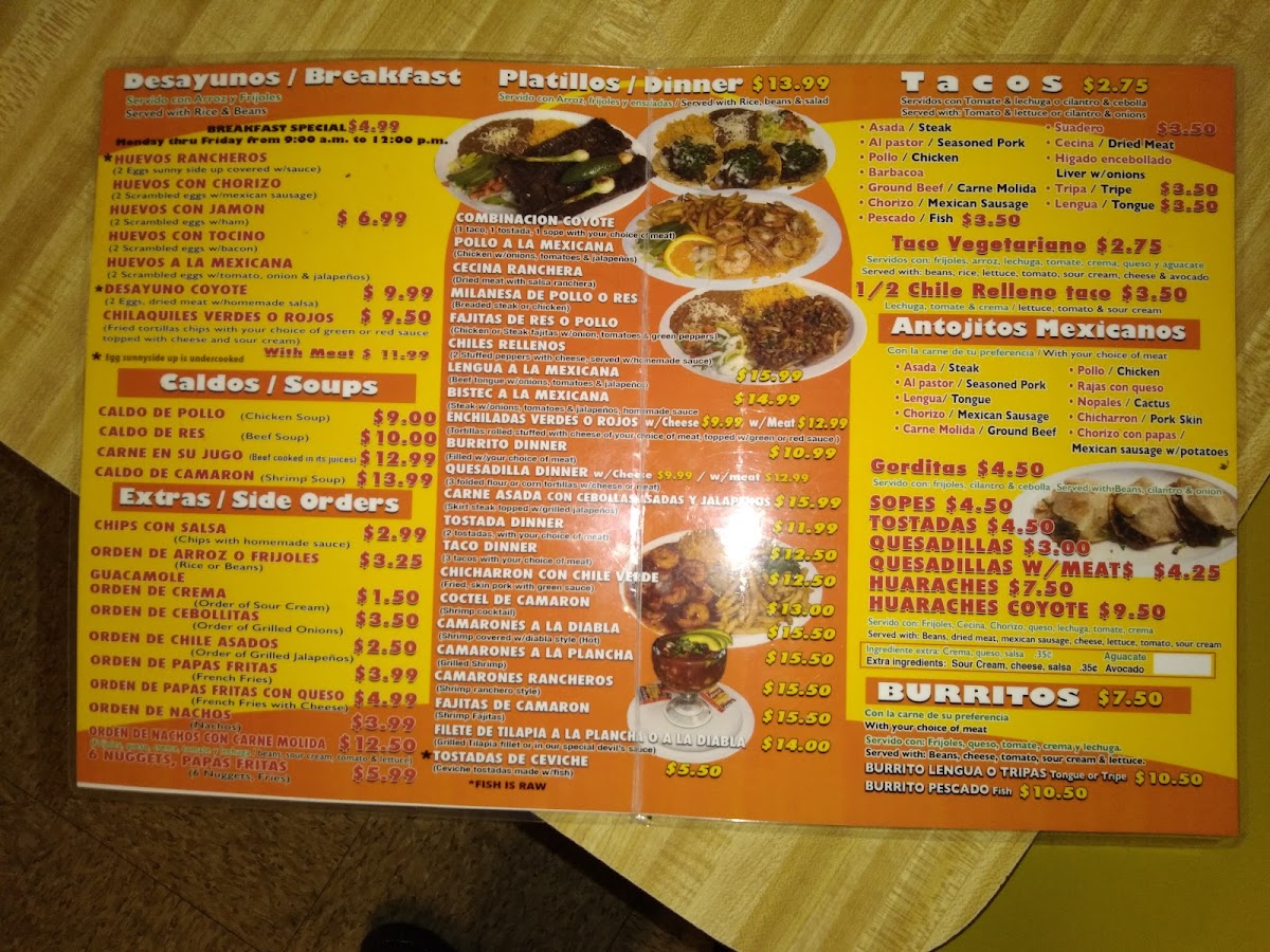 Coyotes Restaurant Menu - Image 6